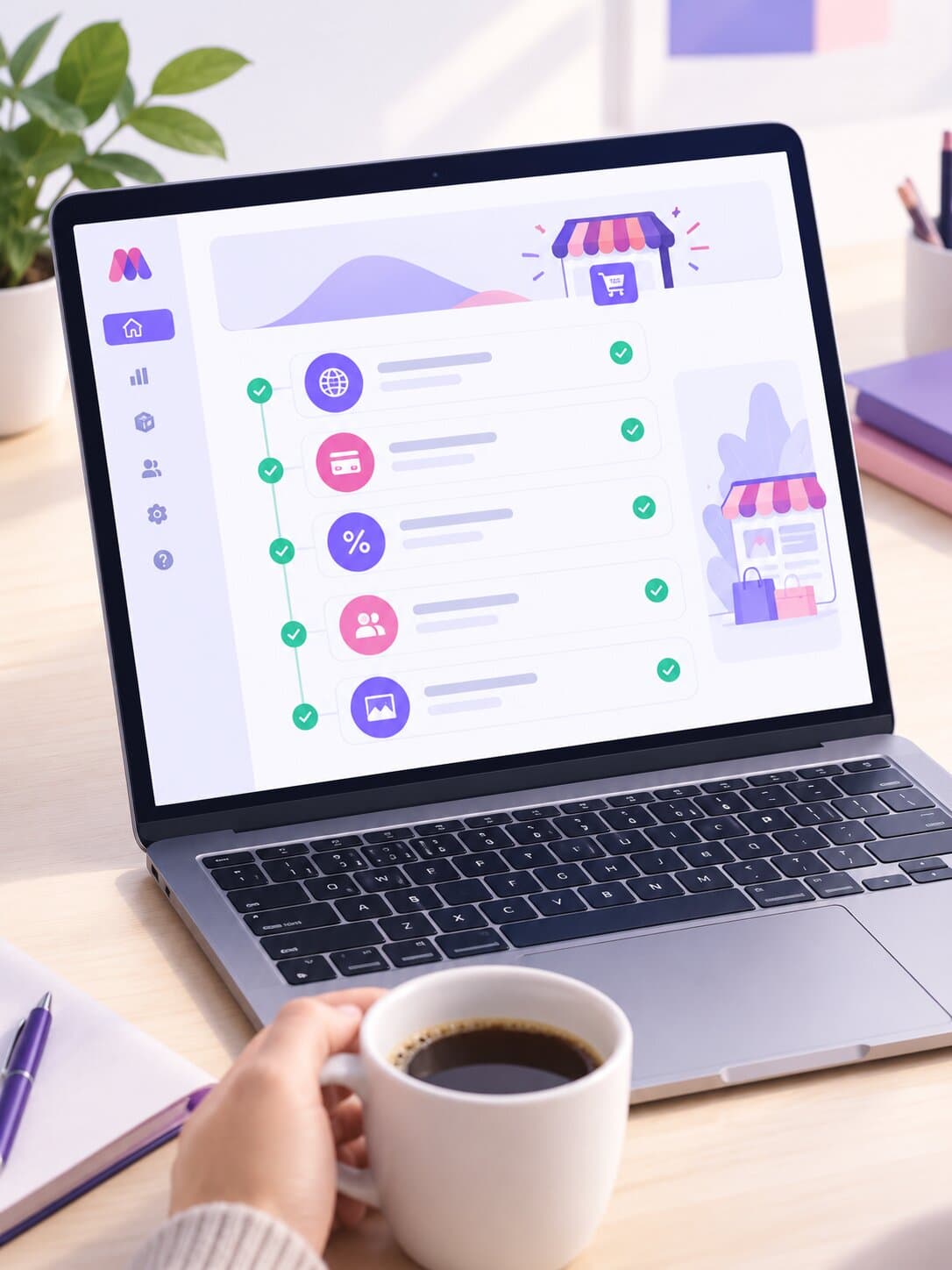 خطوات الإعداد في لوحة إدارة السوق