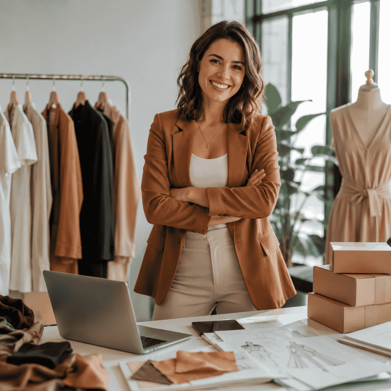 Pazaryerinde ürünlerini listeleyen moda tasarımcısı