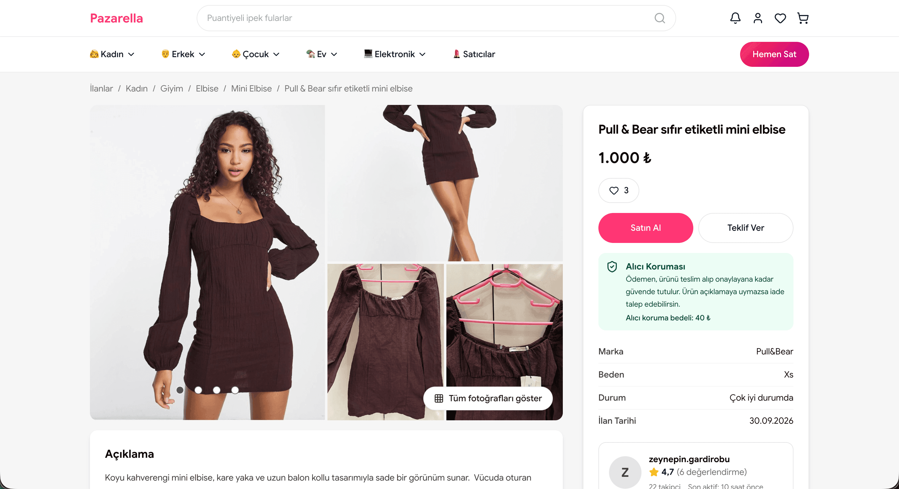 Pazarella listing detail page